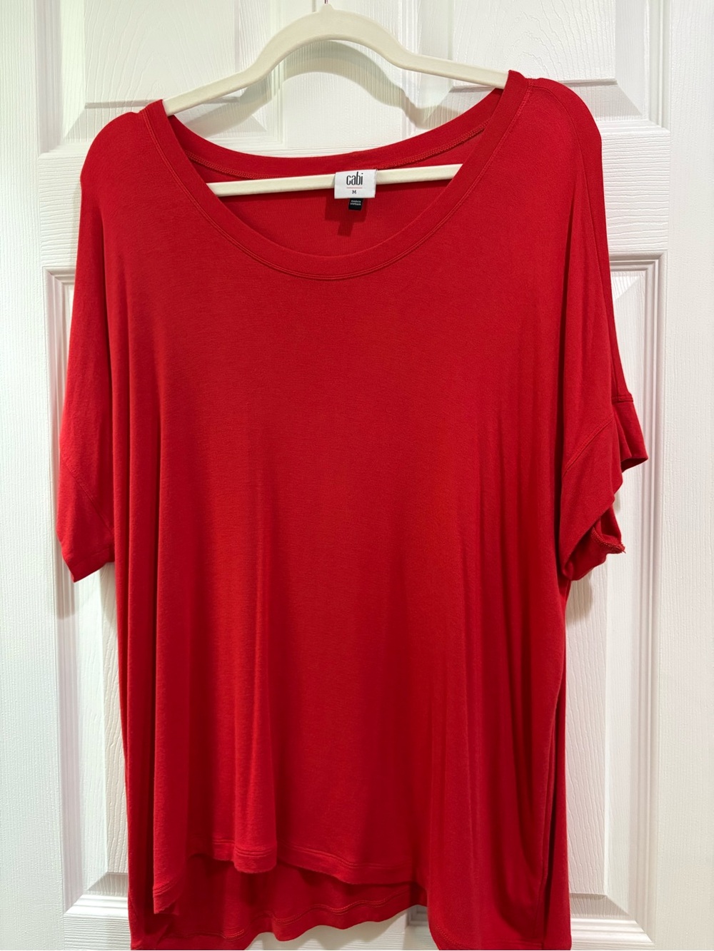CAbi Red Scoop Neck Short Sleeve Top
